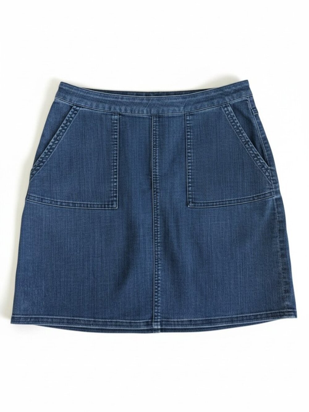 PRANA Blue Denim Mini Skirt Stretch Organic Cotton Casual Everyday Women’s 4
